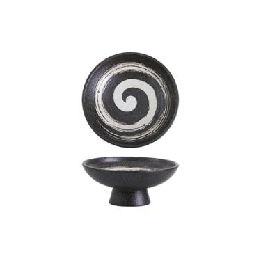 Imagem de Prato de lanche de cerâmica minimalista japonês, pastelaria vintage de pés altos e prato de chá - pincel branco