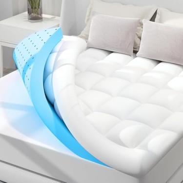 Imagem de SINWEEK Sobrecolchão De Espuma Viscoelástica Camada Dupla 4" Tamanho Normal, Gel Refrescante 2" Mais Capa Pillowtop Extra Grossa, Almofada Macia Para Alívio Pressão, Azul