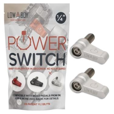Imagem de Interruptor de energia de 1/10.2 cm da Low Boy - Parafuso de polegar de liberação rápida do batedor de bumbo Serve para pedais DW/Axis/Drumnetics/Volta (prata, pacote com 2)