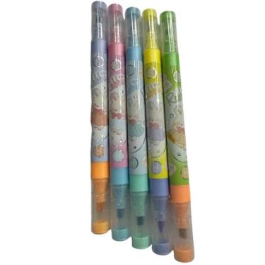 Imagem de Caneta Marca Texto com Brilho Kit 10 Un Duas Pontas Brilhos - MLBpel