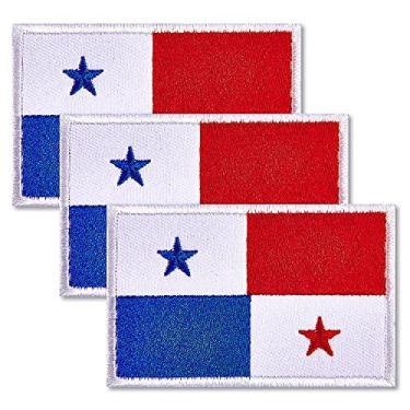Imagem de ZXvZYT Pacote com 3 adesivos bordados da bandeira do Panamá bandeiras panamenhas, emblema militar para roupas, chapéus, mochilas, decorações