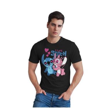 Imagem de Camiseta I Love Stitch Casal Adulto - Glev.Conceito, G, Preto