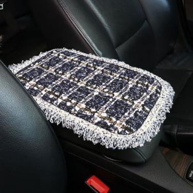 Imagem de MINGZAIQIPEI Protetor de almofada de console central de carro, capa de caixa de assento de apoio de braço guingão confortável / almofada universal para acessórios de almofada Auto/SUV (5)