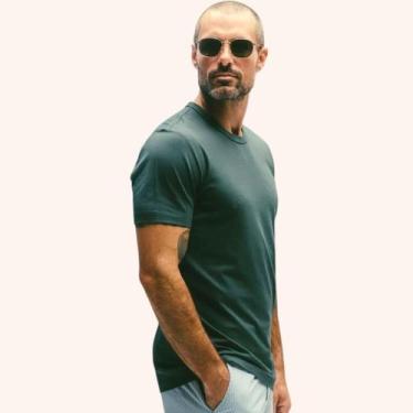 Imagem de Camiseta masculina básica verde tecnológica daily modal antiodor burg,