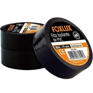 Imagem de Fita Isolante Antichamas PVC 10M x 19mm Preta 10 Und Foxlux