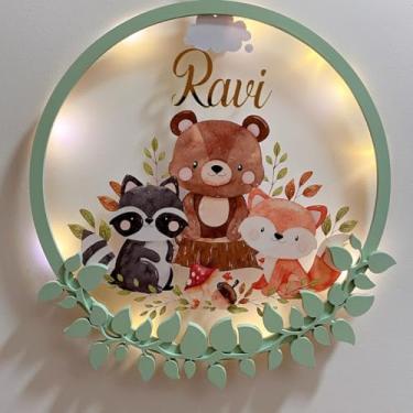 Imagem de Porta Maternidade Led Floresta Acrílico e Espelho