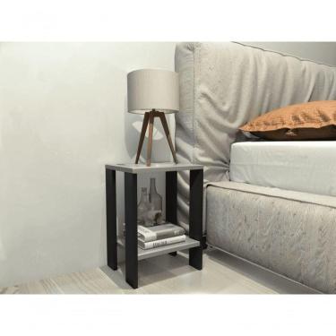 Imagem de Mesa De Cabeceira Mesa De Apoio Mesa Auxiliar Mesa Lateral Preto E Cinza