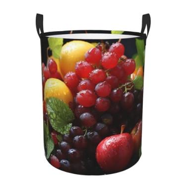 Imagem de Cesto de lavanderia de frutas frescas, dobrável, impermeável, cesto de armazenamento de roupas com alças, pano Oxford, organizador de brinquedos, cesta para banheiro, lavanderia, quarto, médio