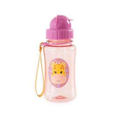 Imagem de Garrafa Escolar 350ml Girafa com Canudo Rosa - Bagaggio, U