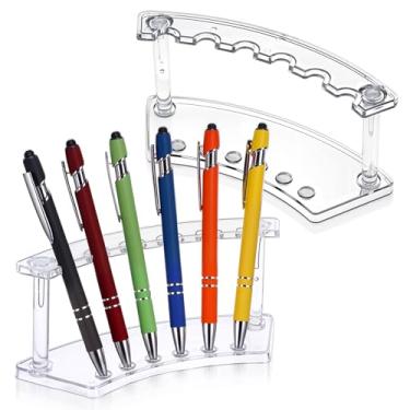 Imagem de Kifmurase 2 peças de suporte de caneta de plástico transparente, suporte de exibição de 6 compartimentos, porta-lápis de acrílico para sobrancelha, organizador de pincéis de maquiagem para casa