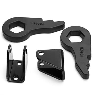 Imagem de Chave de barras de torção de 1 polegada a 3 polegadas com suportes extensores de choque para Chevy GMC Silverado Sierra 1500HD 2500HD 3500HD 2001-2010, Dynofit 1-3 polegadas Forjado kit de elevação de nivelamento ajustável kit de suspensão Duramax