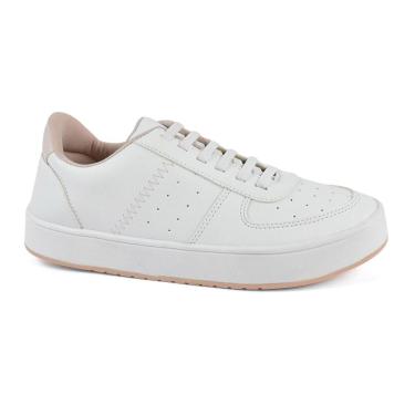 Imagem de Tenis Feminio Sapatenis Branco Rose Godiva Cadarço Elastano Confortavel Reforçado-Feminino