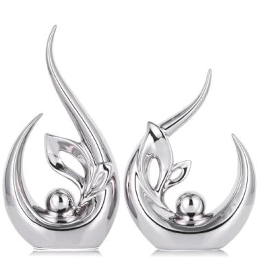 Imagem de GAOSHENG Silver Home Decor Accents,Modern Decor Dining Table Decorations adornos para sala,Abstract Art Ceramic Sculpture for Centerpieces Decoration for Table, Bookshelf Decorative Objects (G)