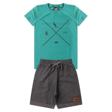 Imagem de Conjunto 2 Peças Roupa Infantil Menino Verão Símbolos Kangulu Algodão 