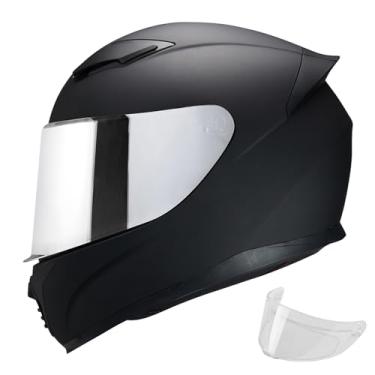 Imagem de JQF Gear Capacete Integral Preto Para Motocicleta, Moto De Rua, Capacete De Corrida Para Adultos Ws-607 Aprovado Pelo Dot (Com Cromo Prateado, S)