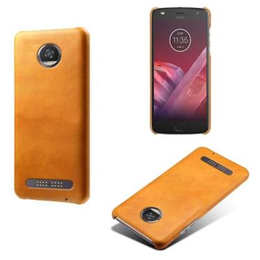 Imagem de Capa para MOTO Z3,Proteção contra quedas,Casca de volta de cor sólida simples,Design de couro de imitação de plástico-Orange