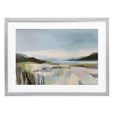 Imagem de Stupell Industries Impressão emoldurada cinza paisagem Verdant Coast design sob vidro por Elara Yasna, 14 x 20