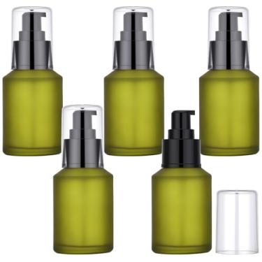 Imagem de Segbeauty Recipiente de loção de viagem de vidro fosco de 59 ml, recarregável, 5 recipientes pequenos de viagem para cremes, mini frascos de loção vazios de 60 ml com dispensador de bomba, recipientes
