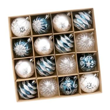 Imagem de oshhni 16x Bolas de Natal Decorativas 6cm Enfeites Pendurados para Engajamento Interno ação de Graças Árvore de Natal, Branco Azul