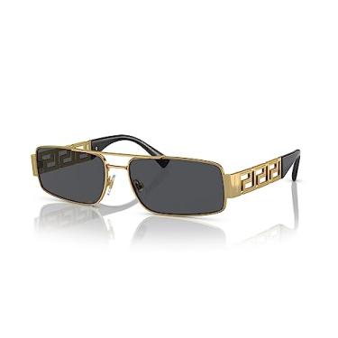 Imagem de Versace Óculos de sol masculino armação dourada, lentes cinza escuro, 60 mm, Dourado, X-Large