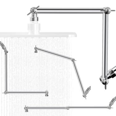 Imagem de Braço de extensão de cabeça de chuveiro de 50 cm, extensor de braço de chuveiro ajustável antivazamento para chuva e chuveiro portátil, braço de chuveiro estendido com conector universal G1/2