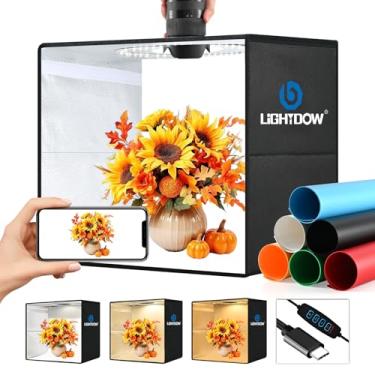 Imagem de Lightdow Caixa de luz de estúdio fotográfico de 40,6 x 40,6 cm x 40,6 cm com 180 LEDs (CRI>95) e cabo tipo C (18W), 6 cenários – Portátil/regulável/versátil para brinquedos/joias/relógios/cosméticos