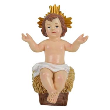 Imagem de IEUDNS Estatueta de Menino Jesus, Boneca Artesanal Polida e Pintada à Mão, Menino Jesus com para Amigos, Família, Decoração de Casa, M