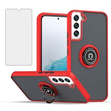 Imagem de Furill Capa de telefone para Samsung Galaxy S21 5G 6,2 polegadas translúcida fosca com protetor de tela de vidro temperado, anel de dedo giratório suporte magnético para carro capa celular S 21 21S G5