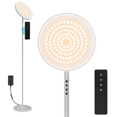 Imagem de hanaking Luminária de chão, 36W/3600LM lâmpada de chão super brilhante com controle remoto, ajuste contínuo de temperaturas de cor e brilho, lâmpada de pé Torchiere para sala de estar, quarto