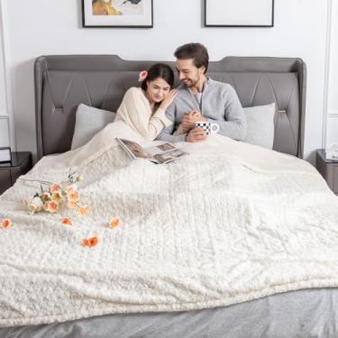 Imagem de WOOMER Cobertor aquecido Queen Size 213 x 228 cm, cobertor elétrico com controles duplos, temporizador de 0,5 a 12 horas e 10 níveis de aquecimento, certificado ETL, estampa de rosa branca pele