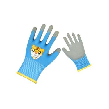 Imagem de MotiveTech Luvas de jardinagem infantil desenho animado para meninos e meninas crianças pequenas, Azul
