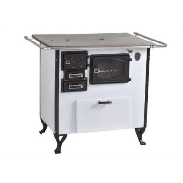Imagem de Fogão A Lenha Nº 2 Esquerdo Branco Chapa Alumínio Fornos Pinhal