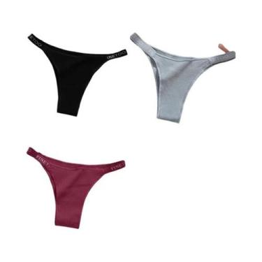 Imagem de Conjunto De 3 Calcinhas Femininas De Algodão, Tanga Sexy, Lingerie Ínt