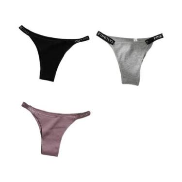 Imagem de Conjunto De 3 Calcinhas Femininas De Algodão, Tanga Sexy, Lingerie Ínt