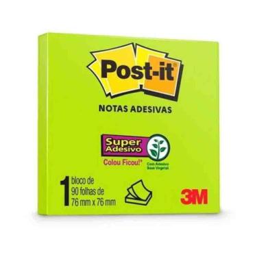 Imagem de Bloco adesivo 3M post-it 76X76mm verde neon 90 folhas