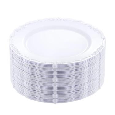 Imagem de Pratos de plástico Dayammi White 10 polegadas 36 unidades para festas 