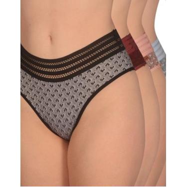Imagem de Kit 5 Calcinha Coração 3D Cós Vazado Conforto Lingerie Feminina Cintur