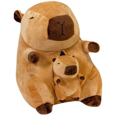 Imagem de Capivaras Para Festa Feliz De Pelúcia Grande Filó Presente Antialérgico Brinquedo Ideal Igual A Foto Oferta Kawaii Capybara Realista Dia Das Crianças Baby Bebe Natal (Capivara Mãe Filhote)