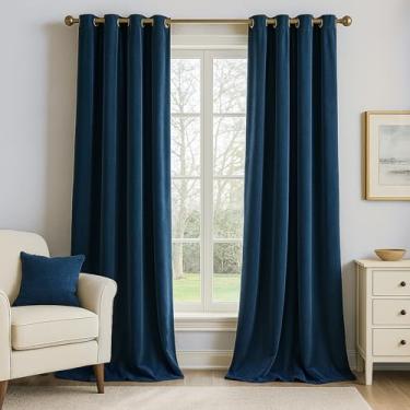 Imagem de Topfinel Cortinas de veludo longas de 224 cm para quarto, veludo azul escuro para clima frio térmico inverno decorativo escurecimento viral luxo veludo esmagado estética boho painéis drapeados 2