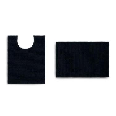 Imagem de Jogo De Tapete Banheiro Popcorn 2 Peças Antiderrapante Preto - Appel H