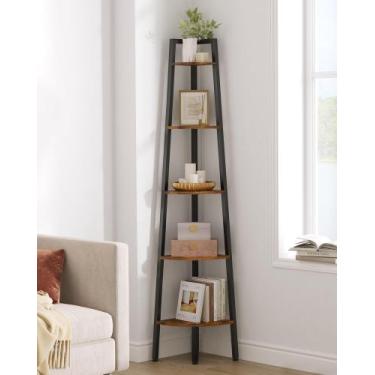 Imagem de Prateleira de canto Hoctieon Escada rústica de 5 camadas Industrial Br