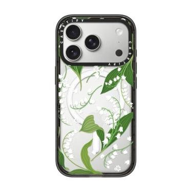 Imagem de CASETiFY Capa Impact para iPhone 17 Pro [fina/compatível com Magsafe/2,5 m. Proteção contra quedas de grau militar 4X] - Lírio do Vale - Preto transparente