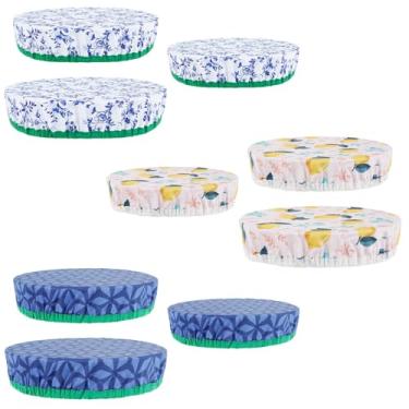 Imagem de Pacote com 9 capas de tigela reutilizáveis, capas de tecido elástico para armazenamento de alimentos capas de tigela de pão de algodão, tampas de pote de fermento para iniciantes, pano para alimentos