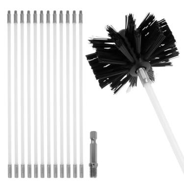 Imagem de Kit de limpeza de chaminé, kit de limpeza de chaminé, kit de limpeza de duto de ar para secador escova de fiapos limpador de ventilação de chaminé escova de limpeza de secador kit de limpeza de