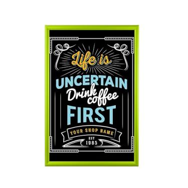 Imagem de Moldura de alumínio BNV para pôster/imagem de encaixe frontal, perfil de 2,5 cm, montagem na parede, modo retrato e paisagem, fácil instalação, antirreflexo, capa de PVC, leve (verde claro, 46 x 61)