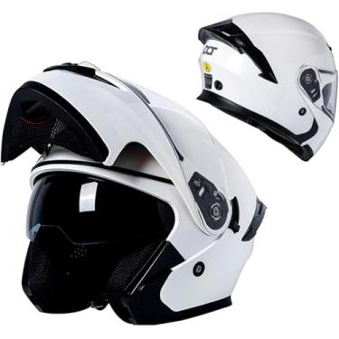 Imagem de Capacete De Motocicleta Modular, Capacete De Motocicleta Facial Flip Up Com Capacetes De Viseira Dupla Su, Capacetes Aprovados Pelo Dot/Ece Capacete De Motocicleta Leve Compacto, D, XL=61-62cm