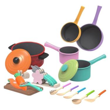 Imagem de Dynwave 21 peças de brinquedos de cozinha para crianças, brinquedo de corte de comida, brinquedo de cozinha de mentira Montessori para meninos, meninas,