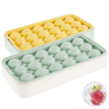 Imagem de 2 peças fazem 36 bandejas para fazer cubos de gelo, bandeja de gelo com tampa, molde de silicone para cubos de gelo, fácil de liberar, forma de bola de gelo, antiaderente, recipiente reutilizável para