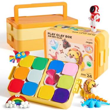Imagem de Kit de modelagem Air Dry Clay Jar Melo 24 cores com ferramentas 6-12Y