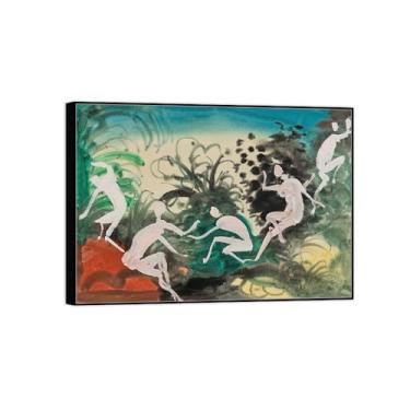 Imagem de BMZFYBS Arte de parede em tela reprodução de pintura famosa - imagens de moldura preta para sala de estar - pôster e impressões femininas 50 x 70 cm 20 x 27 pol